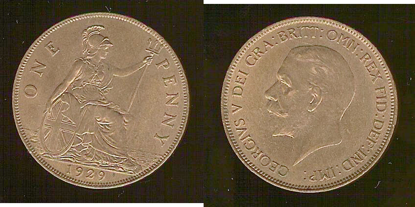 ROYAUME-UNI 1 Penny Georges V 1929 SPL